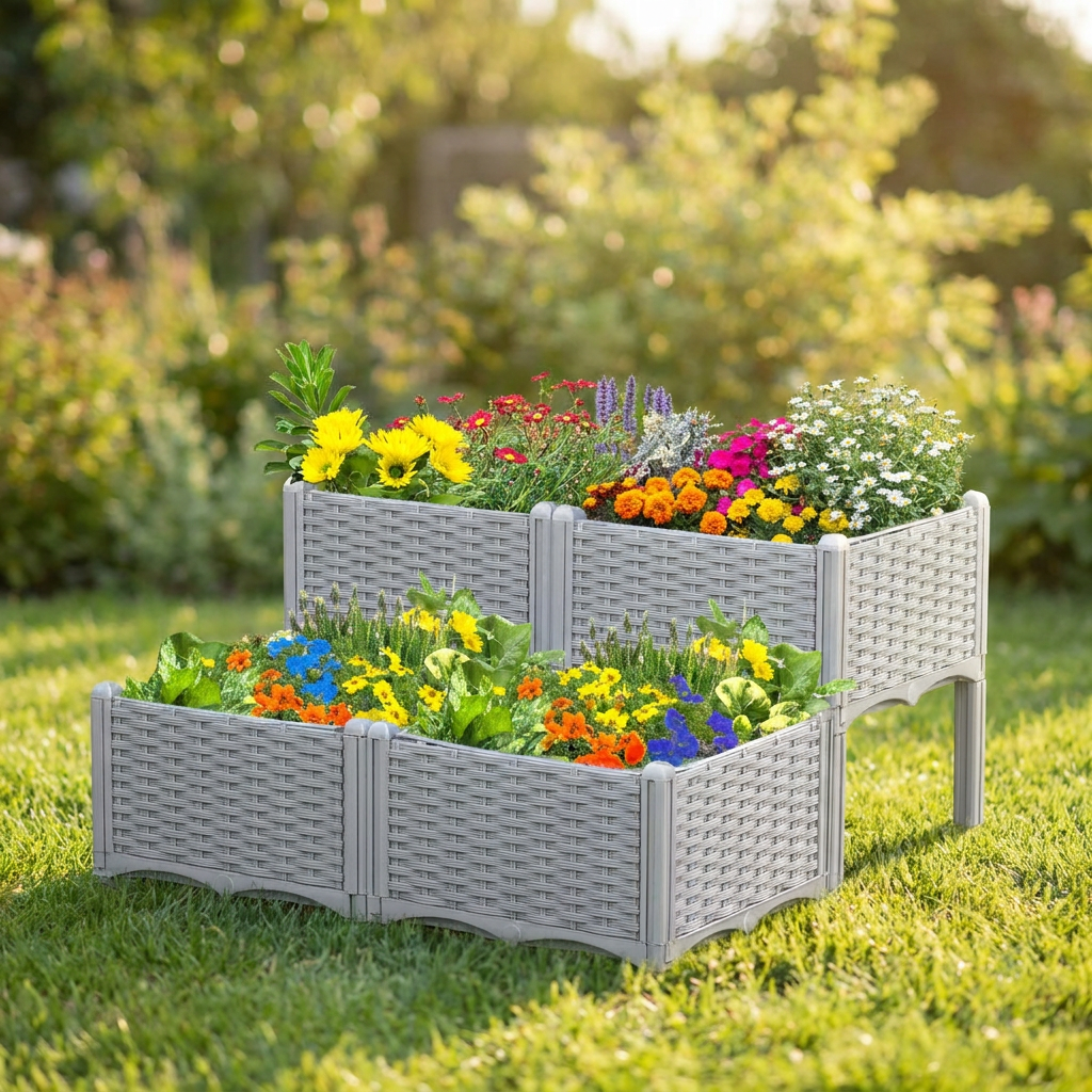 Elevated Self-Watering Planter Boxes Set of 4