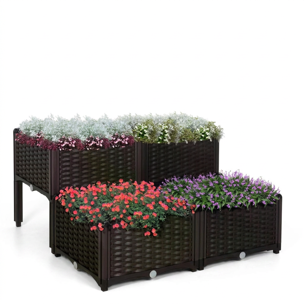 Elevated Self-Watering Planter Boxes Set of 4