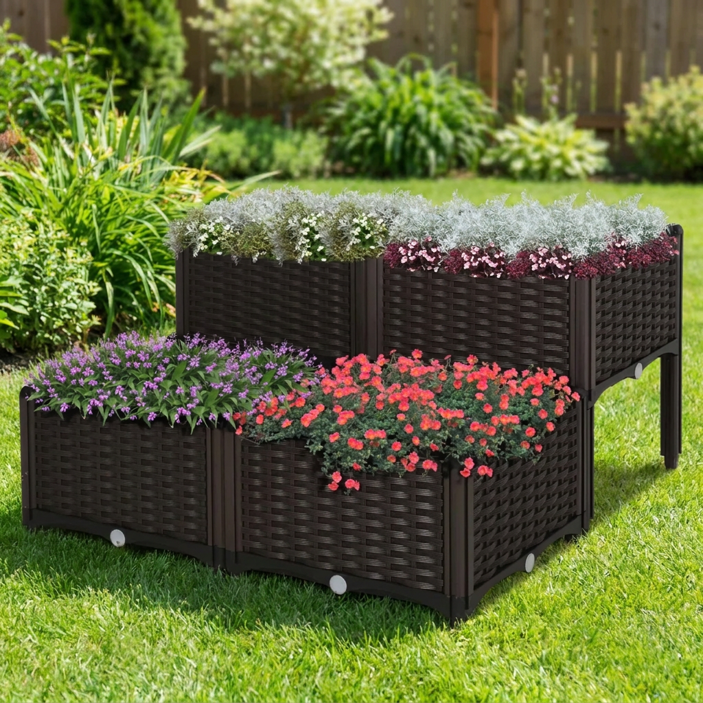 Elevated Self-Watering Planter Boxes Set of 4