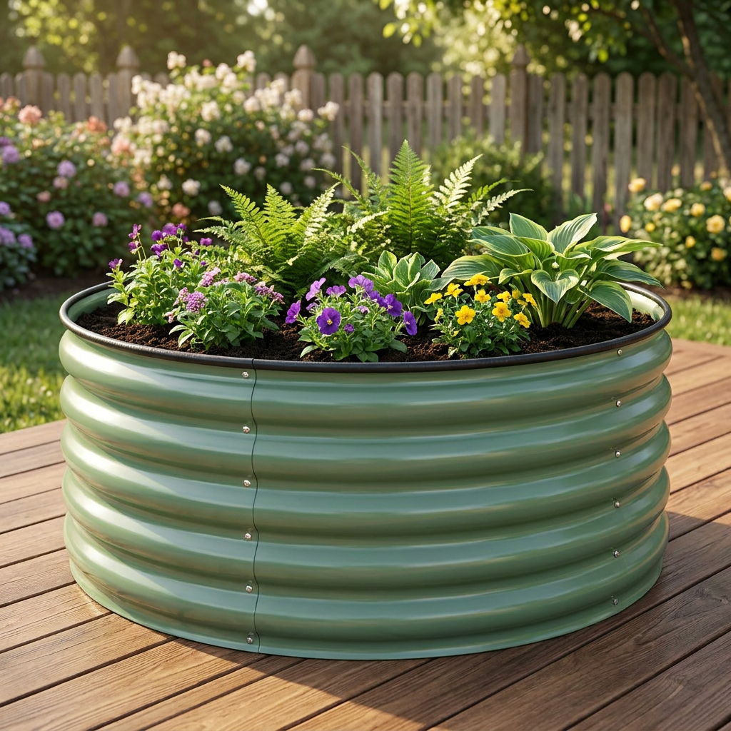 Round Galvanised Raised Garden Bed with Safety Edge
