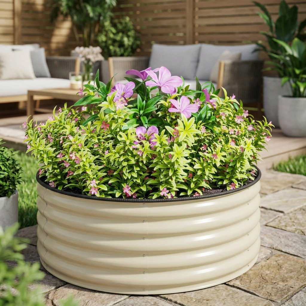 Round Galvanised Raised Garden Bed with Safety Edge