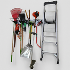 Wall-Mounted Garden Tool Storage Rack with Metal Pegboard