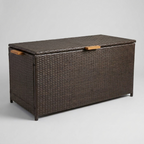 Resin Wicker Outdoor Storage Box with Water-Resistant Liner