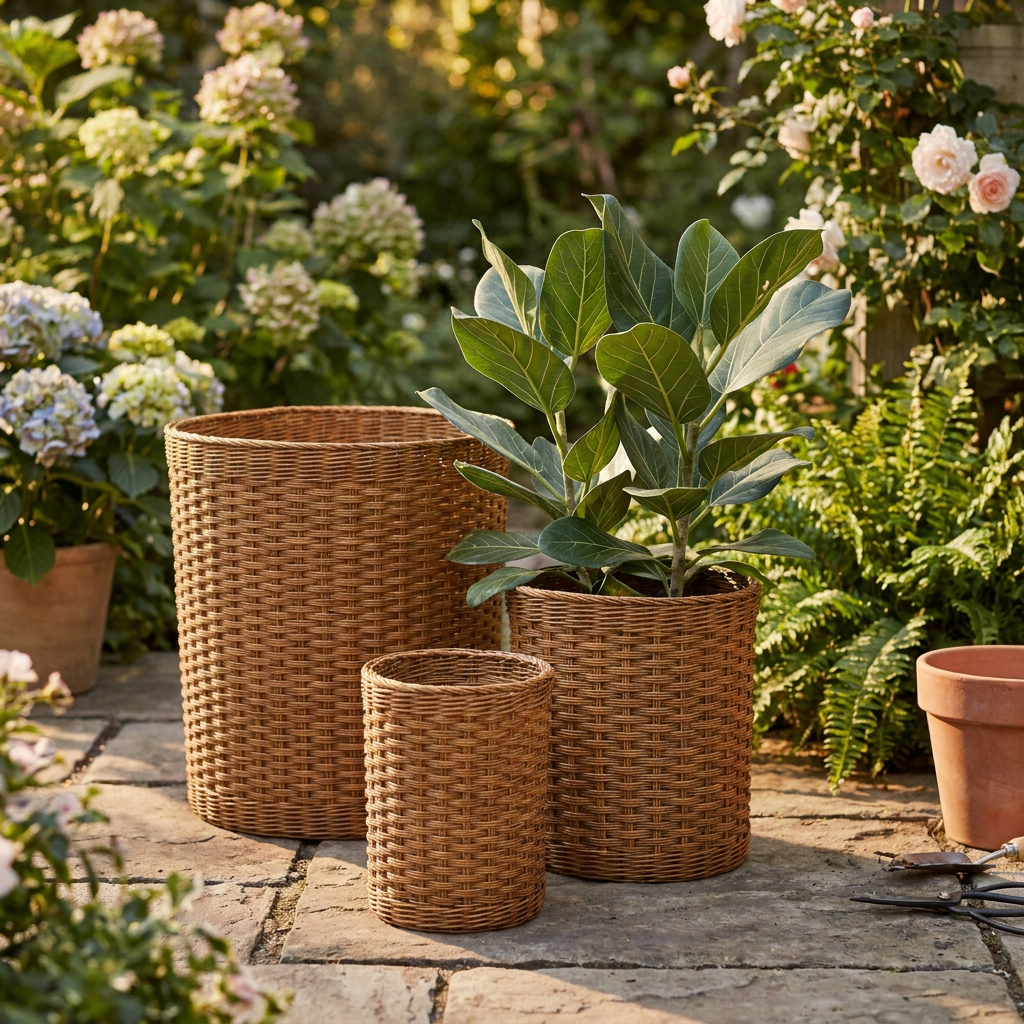 Handwoven Rattan Indoor Planter