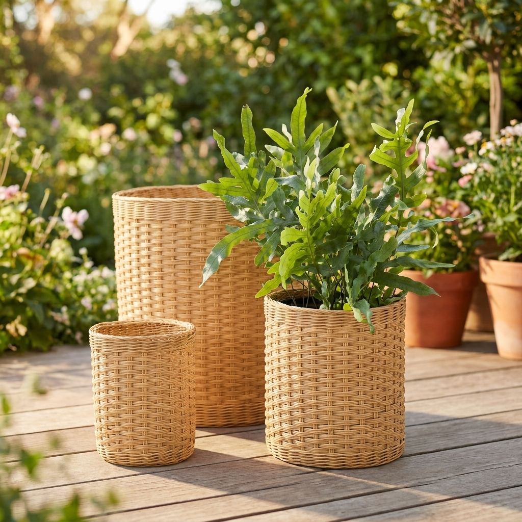 Handwoven Rattan Indoor Planter