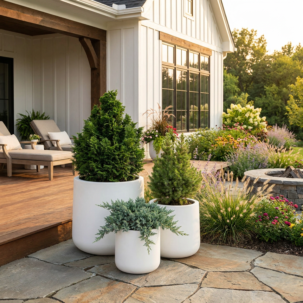 Modern Fibreglass Cylinder Planter