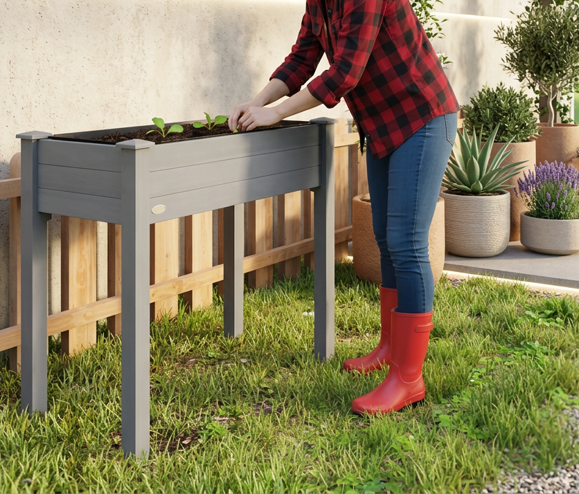 Elevated Wooden Raised Garden Planter