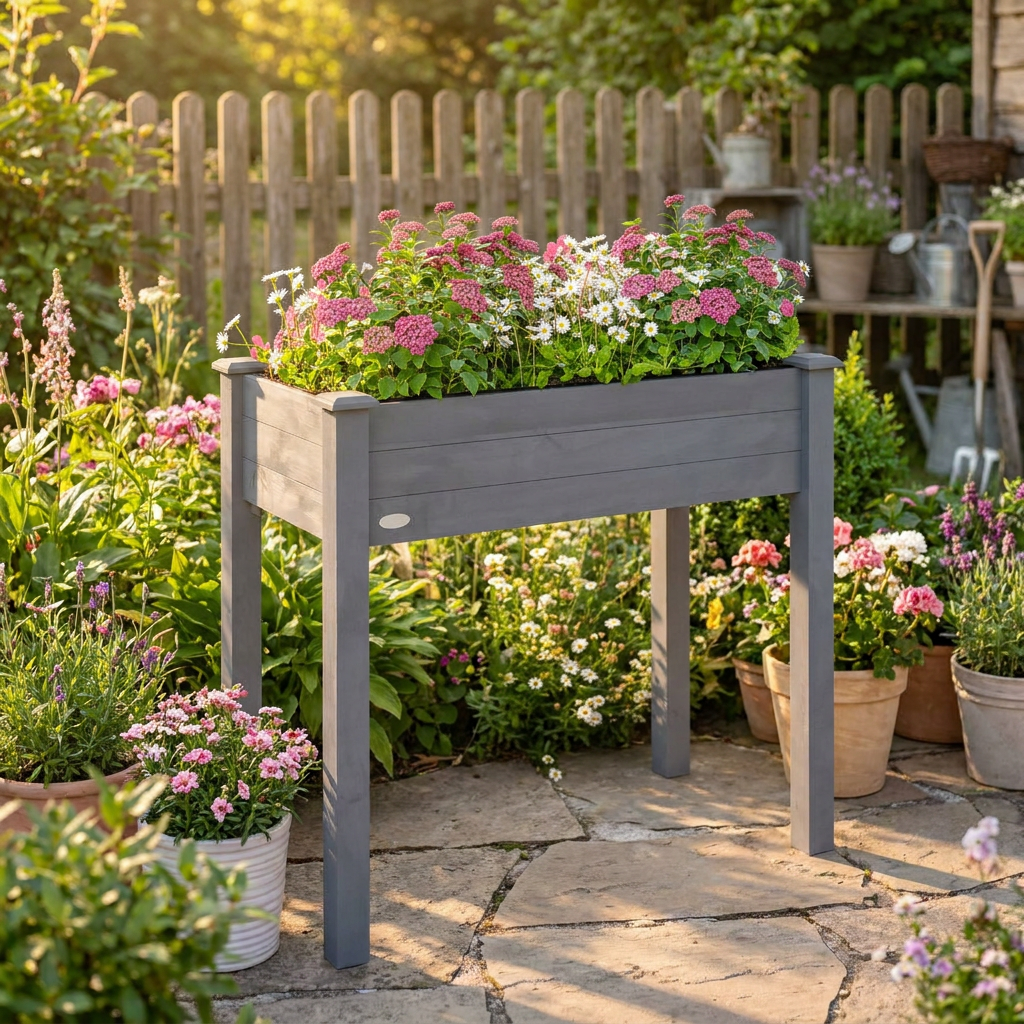 Elevated Wooden Raised Garden Planter